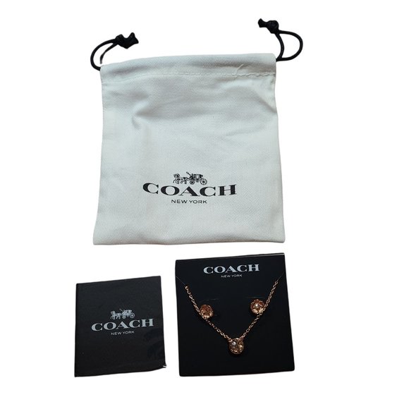 Coach Tea Rose Earrings and Open Circle Necklace - Picture 8 of 8